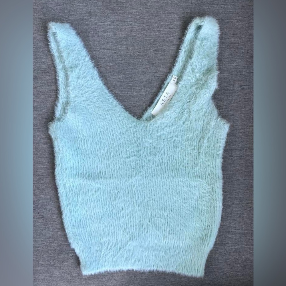ASTR Fuzzy Light Blue Tank Top